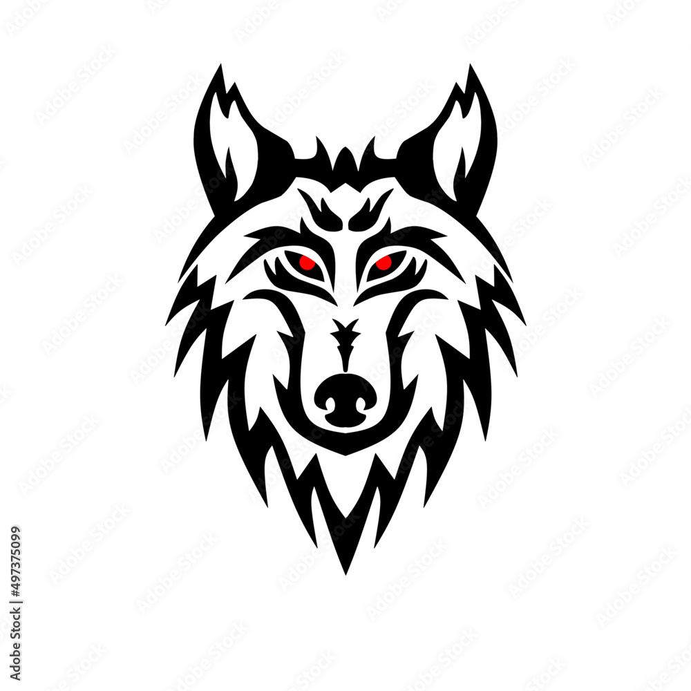 Fototapeta premium Illustration vector graphic of template logo head face wolf style design tribal with red eyes