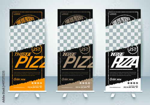 Fotografija Fast food and restaurant rollup banner set and retractable banner x banner design template