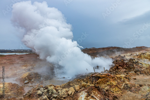 Iceland-Svartsengi geothermal field-Gunnuhver - fumarole