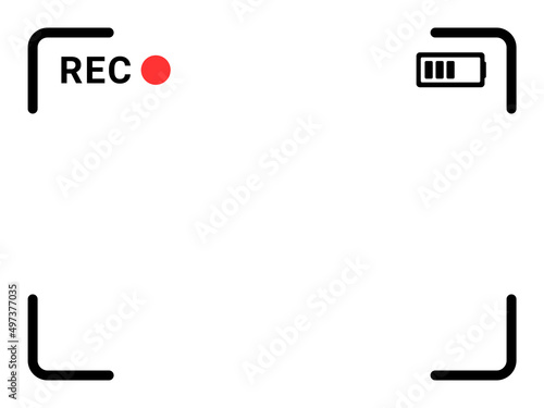 Video camera frame. Camcorder ui overlay. Videocamera frame with record indicator