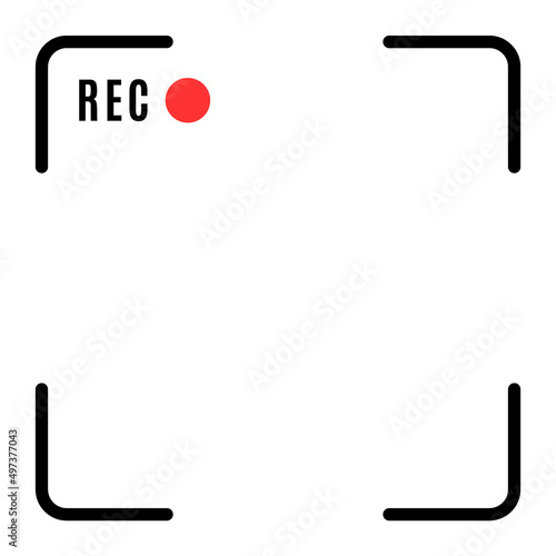 1x1 square camera video frame. Camcorder ui overlay. Videocamera frame with record indicator.