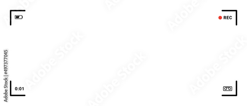 21x9 ultrawide camera video frame. Camcorder ui overlay. Videocamera frame with record indicator