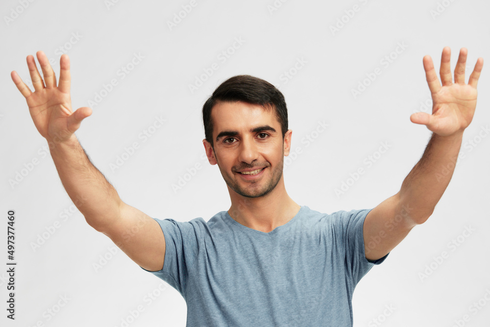 man casual wear dosing smile isolated background man casual wear dosing smile isolated background