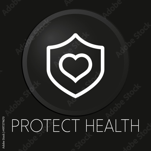 Protect health minimal vector line icon on 3D button isolated on black background. Premium Vector
