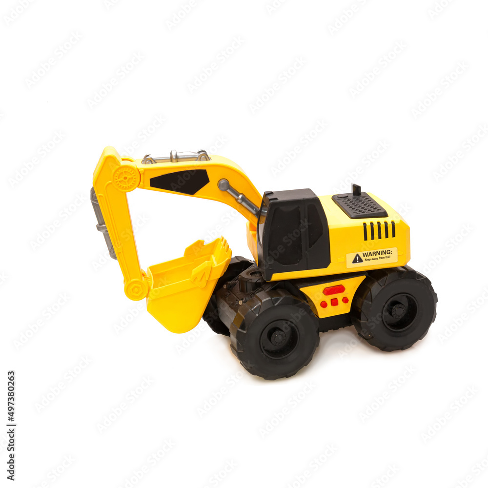 children's toy for boys excavator on a white background children's toy for boys excavator on a white background