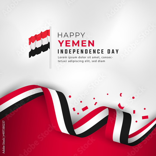 Happy Yemen Independence Day November 30th Celebration Vector Design Illustration. Template for Poster, Banner, Advertising, Greeting Card or Print Design Element