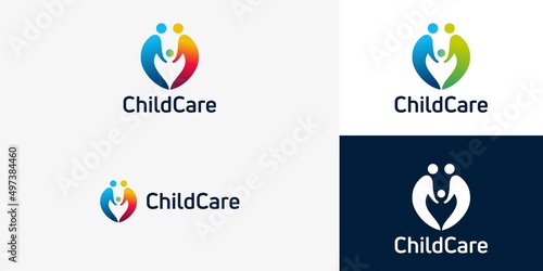 child care logo modern concept premium vector