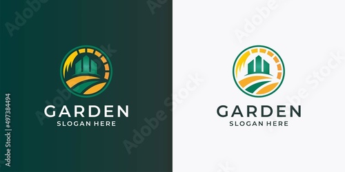 garden real estate logo premium vector