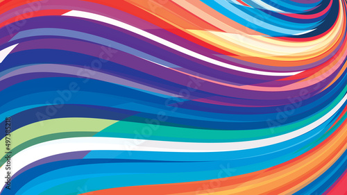 Background with colorful curved stripes. Multicolor pattern