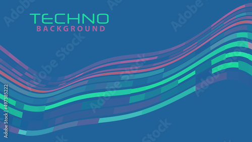Techno background with curved stripes. Vector graphics