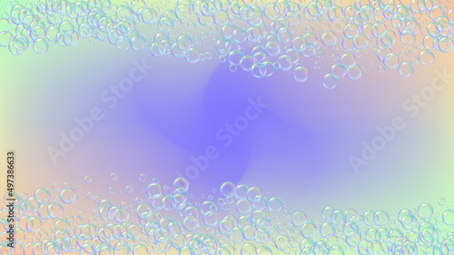 Bath bubble. Detergent soap foam and suds for bathtub. Shampoo. Blue 3d vector illustration banner. Aqua fizz and splash. Realistic water frame and border. colorful liquid bath bubble.
