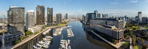 Aerial panoramic view of Melbourne docklands and the Bolte Bridge photo