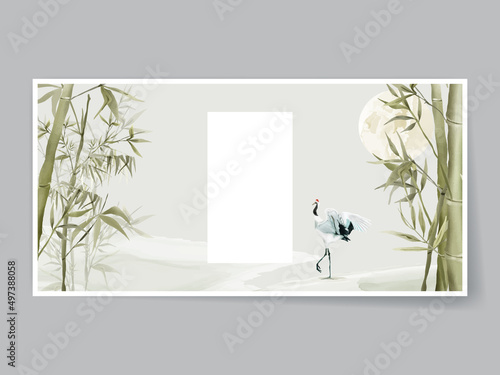 Elegant background set with bamboo hand drawn