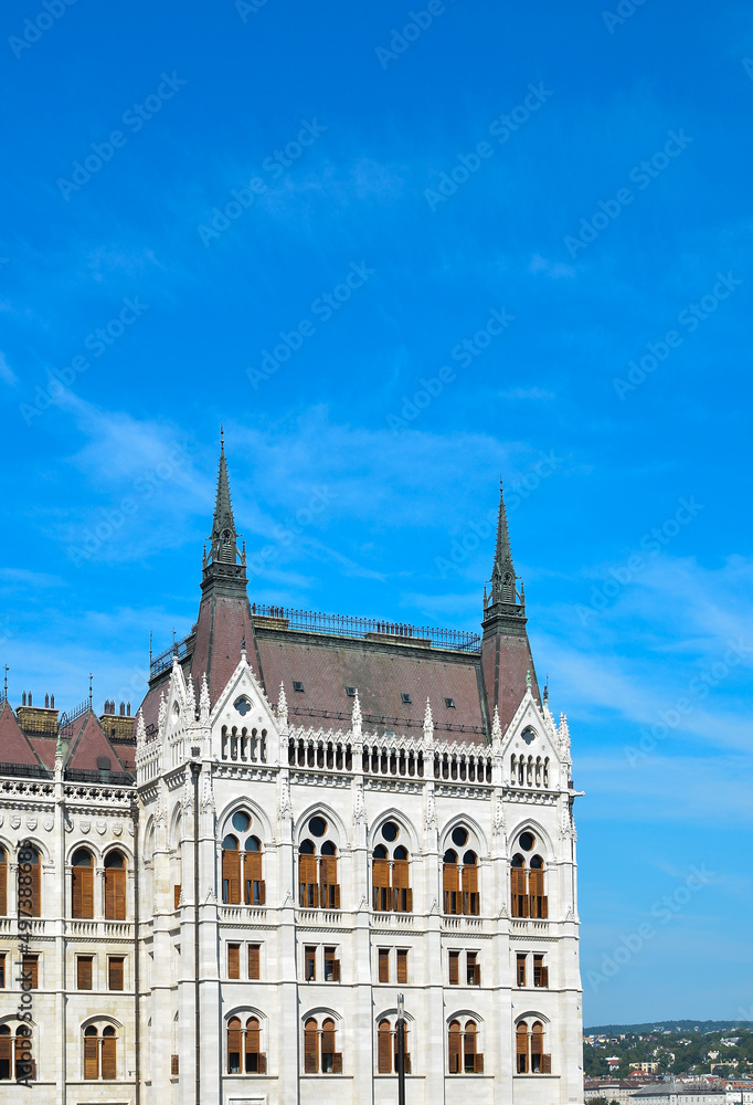 Hungarian parliament in Budapest at summer vertical photo