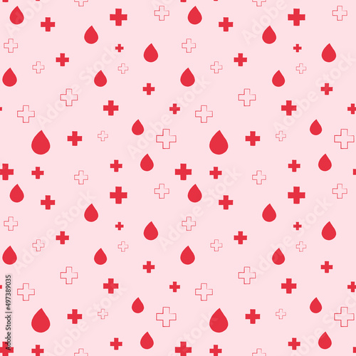 Hand drawn world blood donor day seamless pattern.