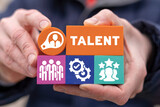 Concept of talent search and professional selection. Open your talent and potential. Talented human resources - company success.