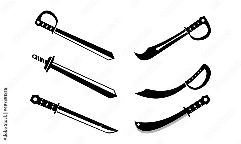 sword vector set package template logo sword vector set package template logo