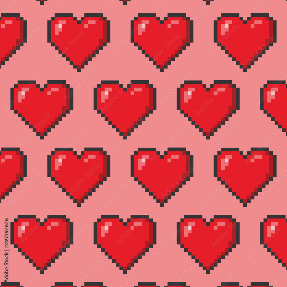 Background heart pixel art icon illustration concept vector Background heart pixel art icon illustration concept vector