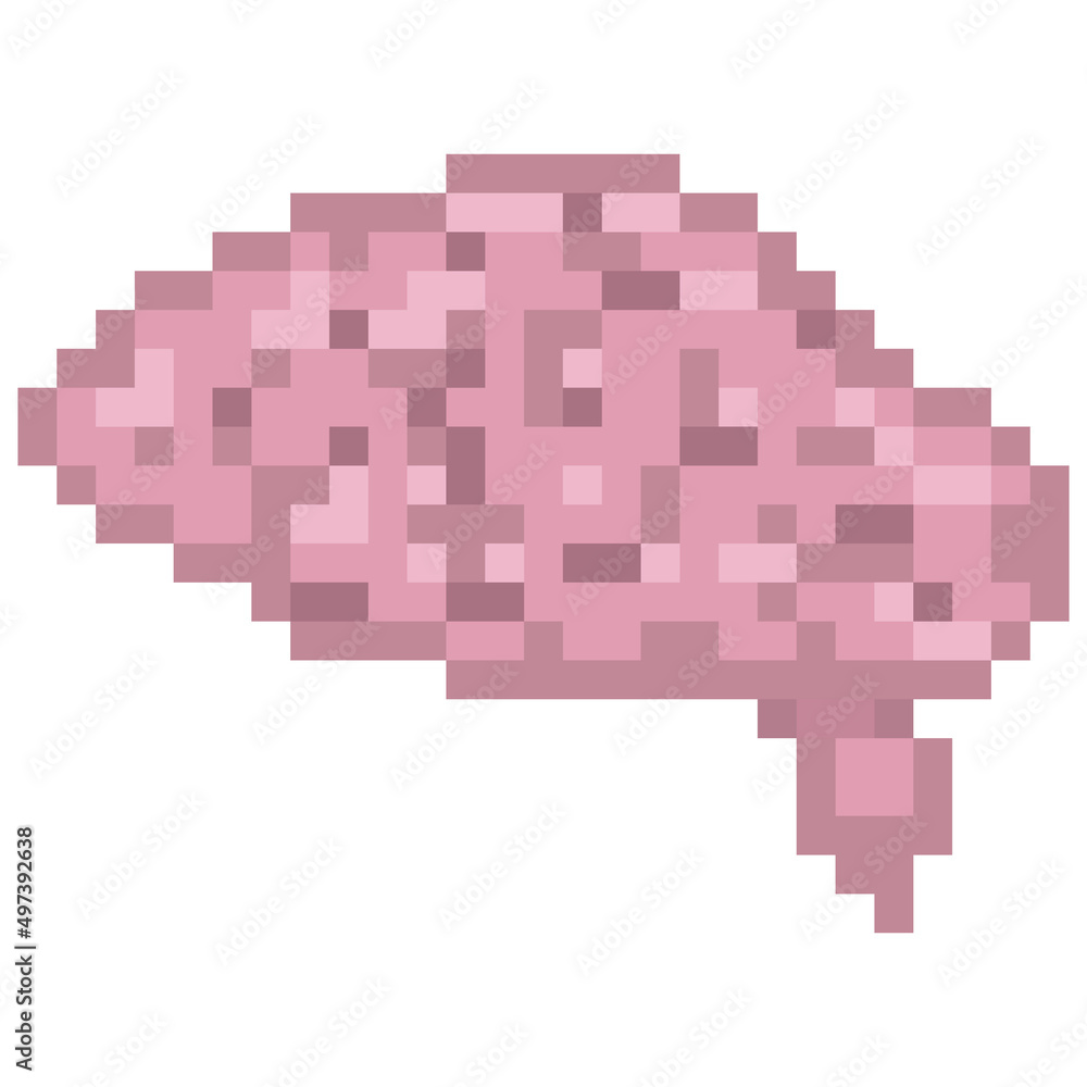 Fototapeta premium Brain minimal concept icon pixel art