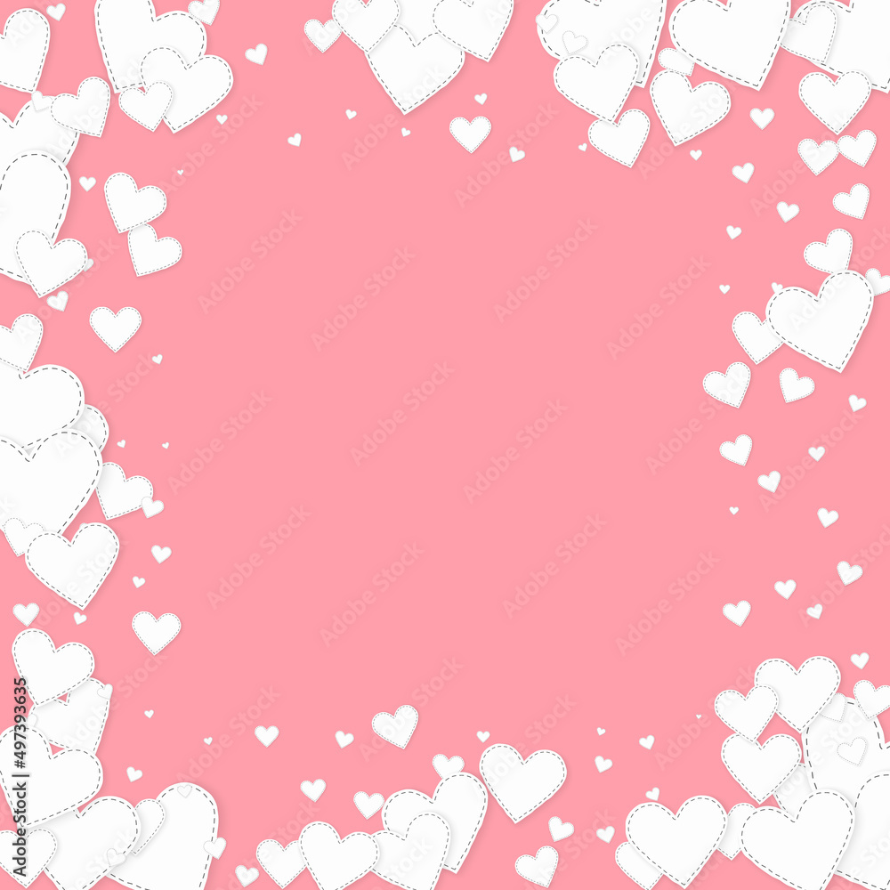 White heart love confettis. Valentine's day frame