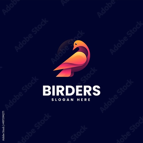 Vector Logo Illustration Bird Gradient Colorful Style.