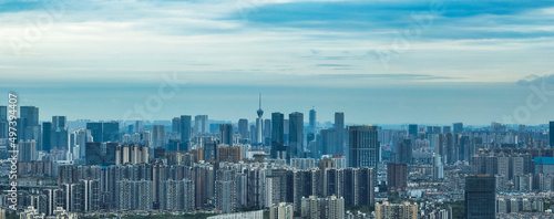 Chengdu cityscape with clouds on the sky in the morning