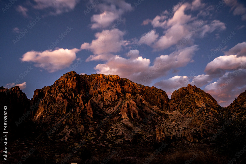 Western Chisos Mountains Glow Red at Sunset