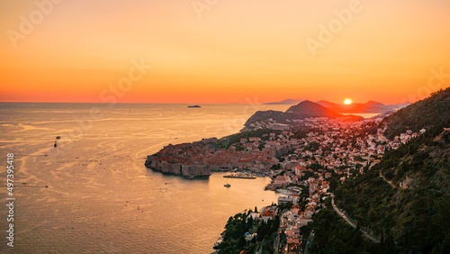 Fototapeta Naklejka Na Ścianę i Meble -  sunset and view on the croatian city dubrovnik