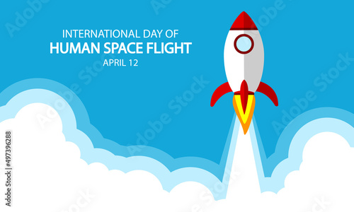 International day of space human flight rocket, vector art illustration.