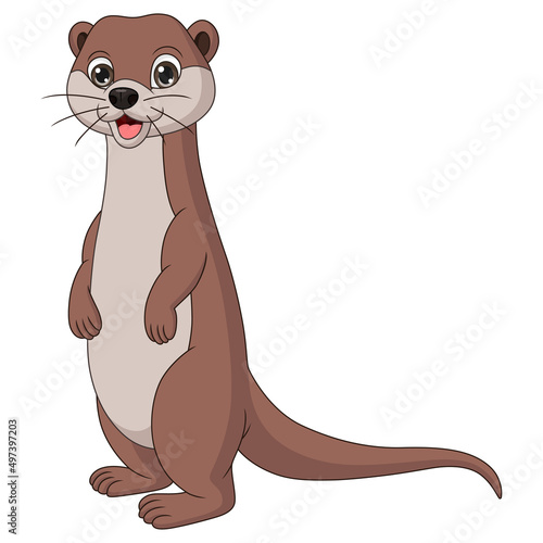 Cute little otter cartoon standing