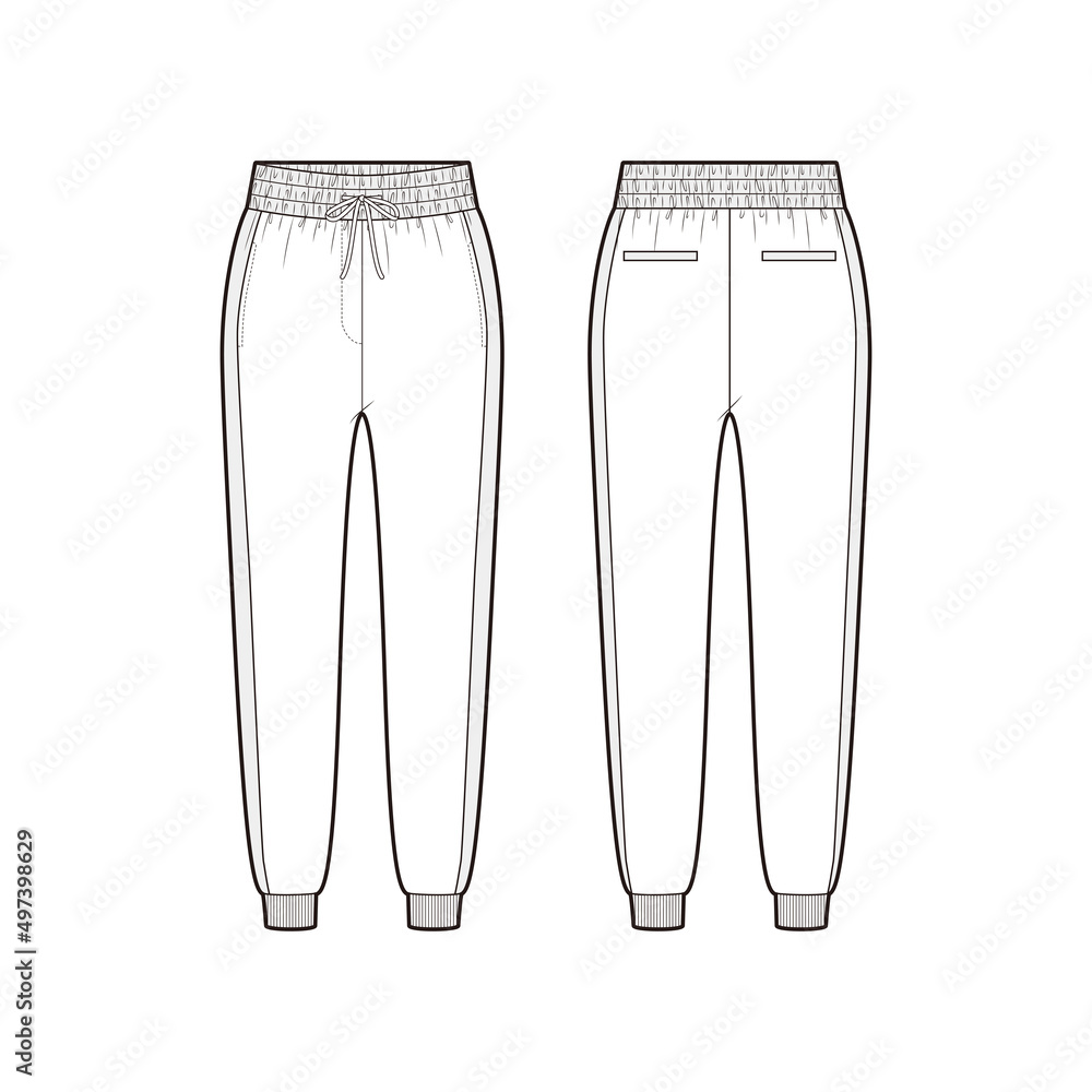 Women's Track-Pants fashion vector sketch, Apparel template / Illustrator CC Women's Track-Pants fashion vector sketch, Apparel template / Illustrator CC