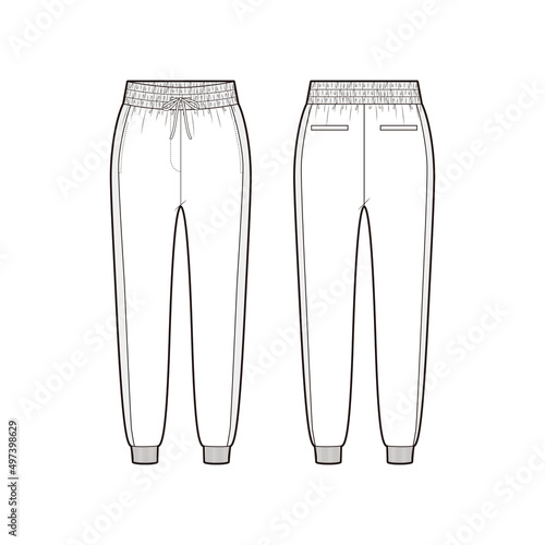 Women's Track-Pants fashion vector sketch, Apparel template / Illustrator CC