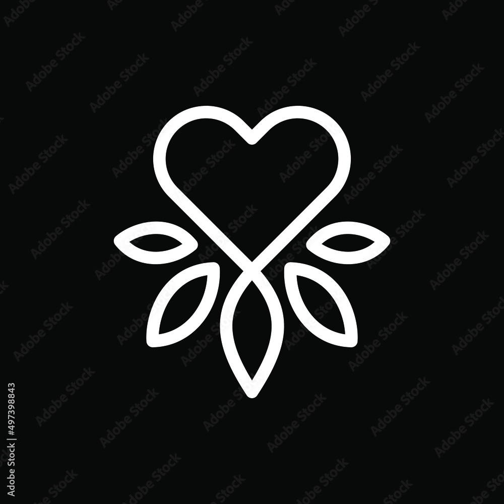 monoline logo, a combination of heart and hemp logo monoline logo, a combination of heart and hemp logo