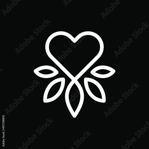 monoline logo, a combination of heart and hemp logo