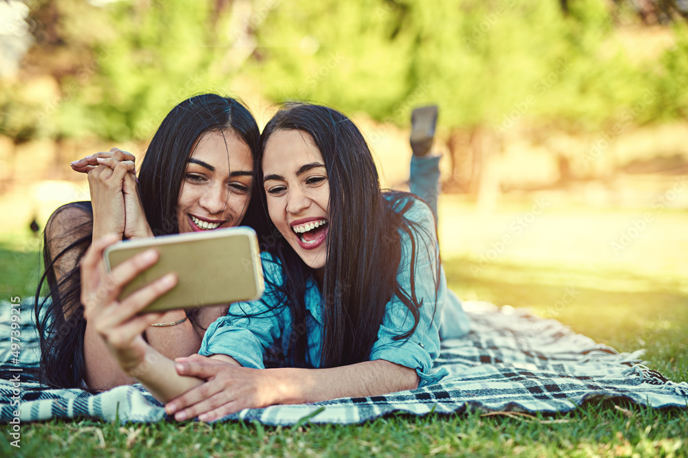 Gotta snap some summertime selfies. Cropped shot of two young friends taking a selfie together at the park. Gotta snap some summertime selfies. Cropped shot of two young friends taking a selfie together at the park.