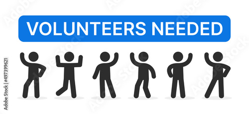 Group of people icon. Volunteers Needed text banner vector illustration.