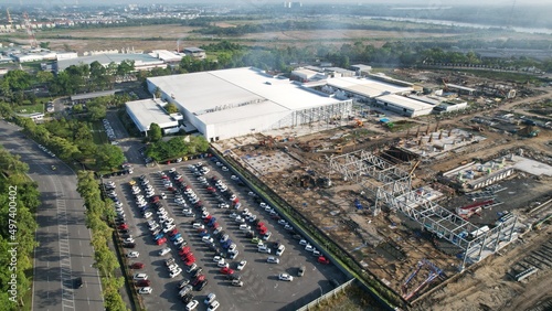 Kuching, Sarawak Malaysia - April 7th 2022: The Samajaya Light Industrial Zone where all the major electronics, solar and semiconductor plants are located photo