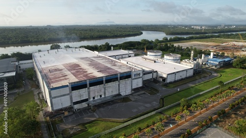 Kuching, Sarawak Malaysia - April 7th 2022: The Samajaya Light Industrial Zone where all the major electronics, solar and semiconductor plants are located