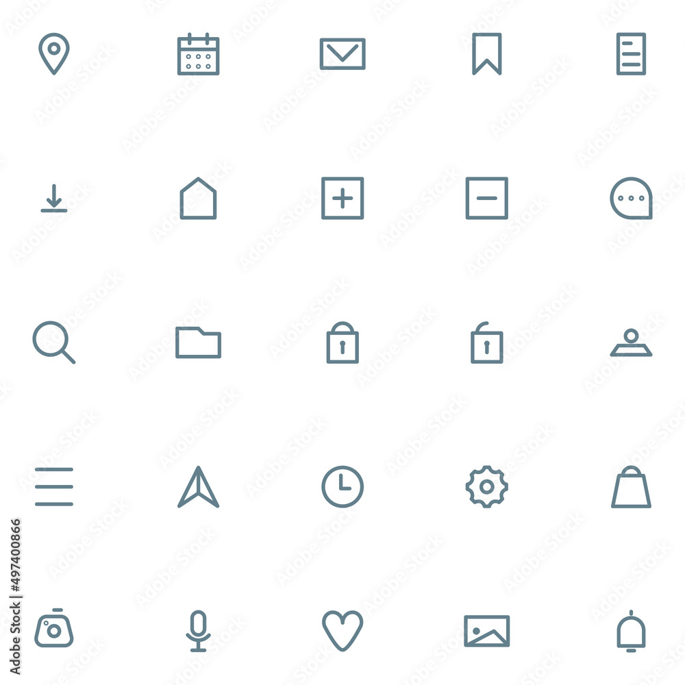 Set of user interface icon in outline line suitable for app or web icon Set of user interface icon in outline line suitable for app or web icon