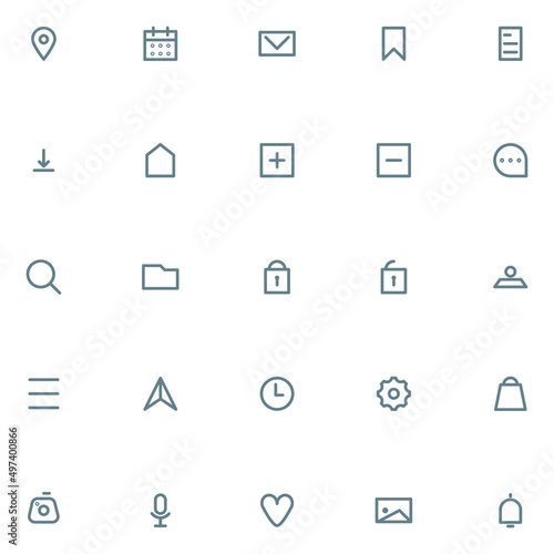 Set of user interface icon in outline line suitable for app or web icon