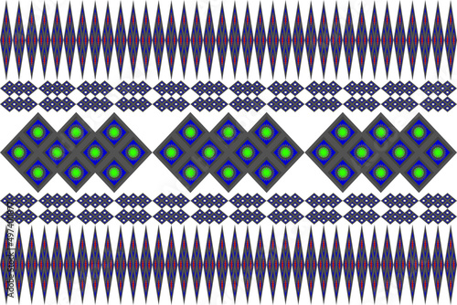 Seamless ethnic fabric pattern, Thai fabric design, carpet, wallpaper, curtain, cushion, clothing, wrap, batik, white background