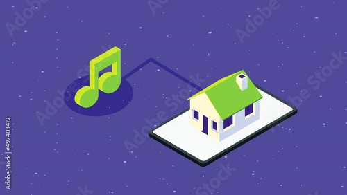 Wallpaper Mural smart home technology with music note animation Torontodigital.ca