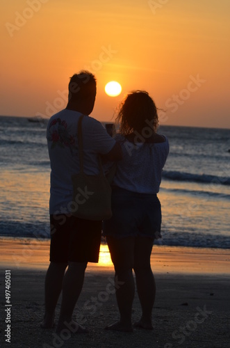 Sunsets awesome, different persons taking selfie pic outside, lifestyle happiness in couple
