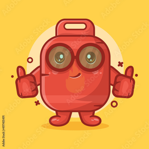 kawaii gas cylinder character mascot with thumb up hand gesture isolated cartoon in flat style design