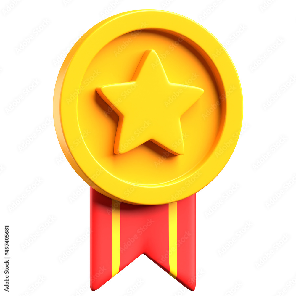 gold star medal 3d render illustration gold star medal 3d render illustration