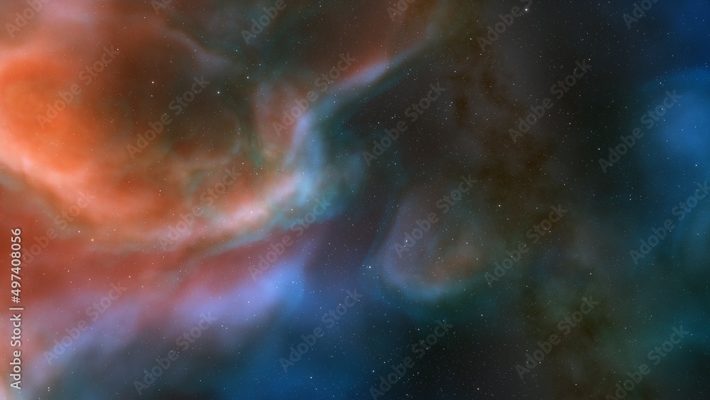 Fototapeta premium Space background with realistic nebula and shining stars. Colorful cosmos with stardust and milky way. Magic color galaxy. Infinite universe and starry night. 3d render 
