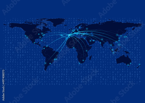 Portugal map for technology or innovation or export concepts.  Connections of the country to major cities around the world. File is suitable for digital editing and prints of all sizes.