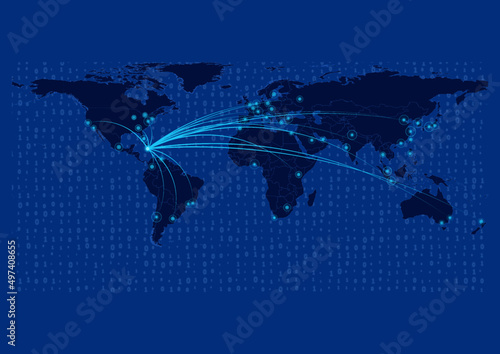 Jamaica map for technology or innovation or export concepts.  Connections of the country to major cities around the world. File is suitable for digital editing and prints of all sizes.