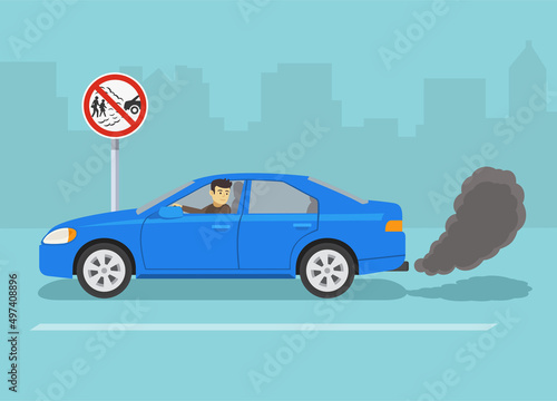 Fototapeta Naklejka Na Ścianę i Meble -  Prevent your vehicle from blowing smoke at others. 