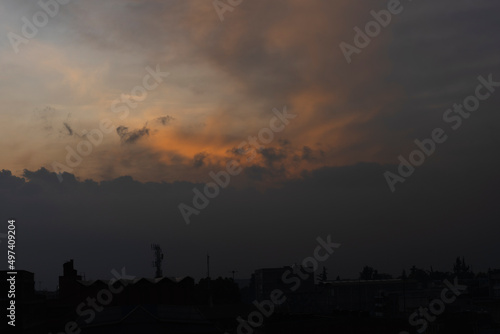 Beautiful colorful orange sunset in Bogotá Colombia